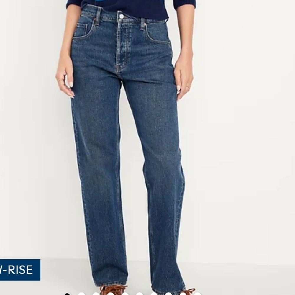 Old Navy petite dark blue mid rise slouchy straight jeg jeans - Picture 4 of 14